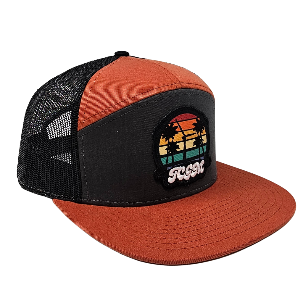 Beach Vibes 7 Panel Cap (Charcoal/Burnt Orange/Black) – TCGM Store